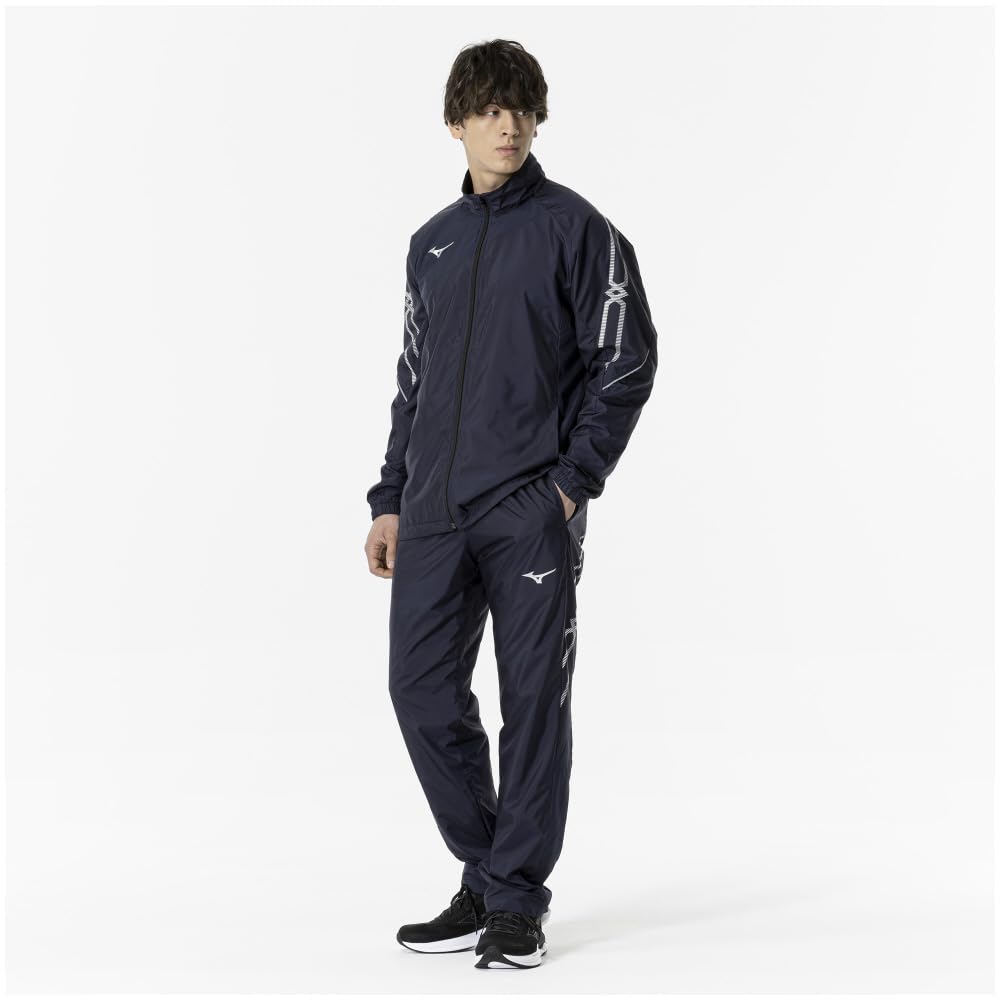 Mizuno 32MFA631 Breath Thermo Lined Warmer and Deep Size M MC-LINE Pants, Moisture-Wicking Heat-Generating, Navy/Silver,