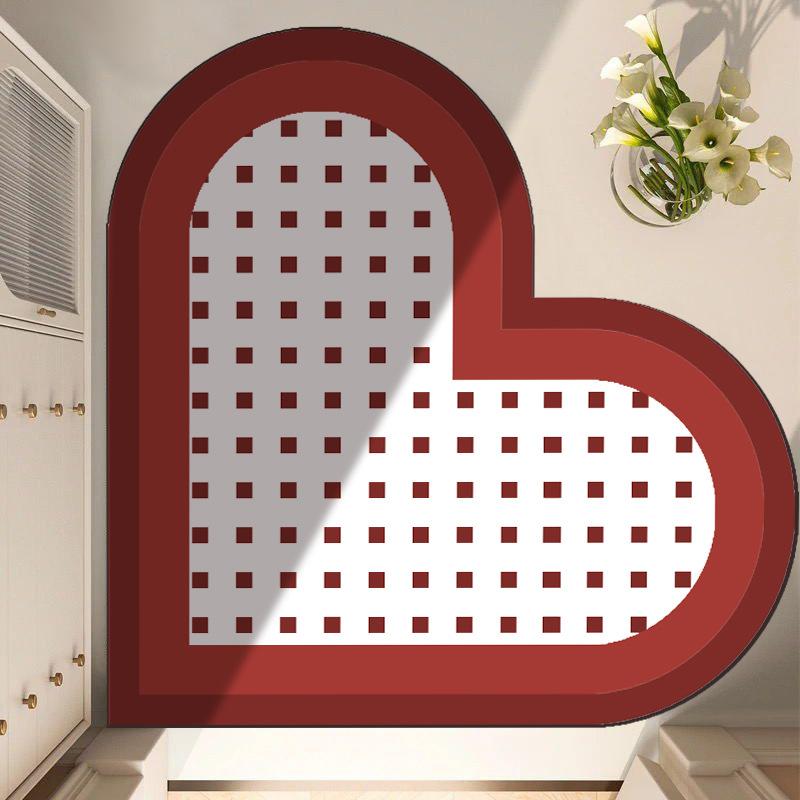 Heart-shaped Kitchen Bathroom Floor Mat Toilet Strong Absorbent Non-slip Foot Mat Diatom Mud Dirty Can Be Wiped Clean