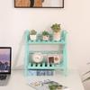 Wooden Desktop Storage Shelf 2-Tiers Foldable Multi-functional Trapezoidal Desk Display Rack Office Storage Rack Flower stand