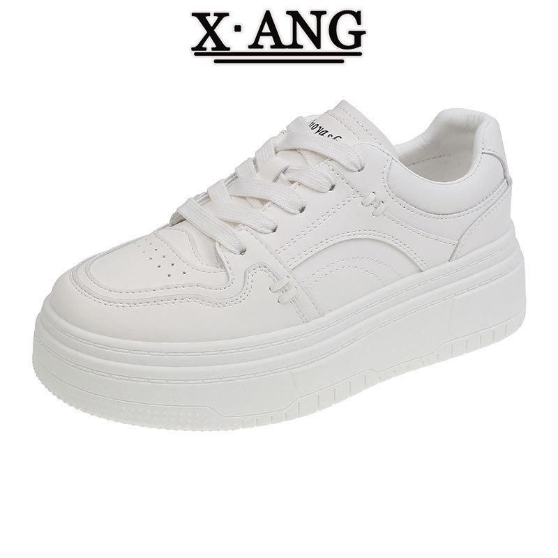 Leather thick-soled heightening board shoes early spring new versatile little white shoes children's casual sports shoes women's shoes