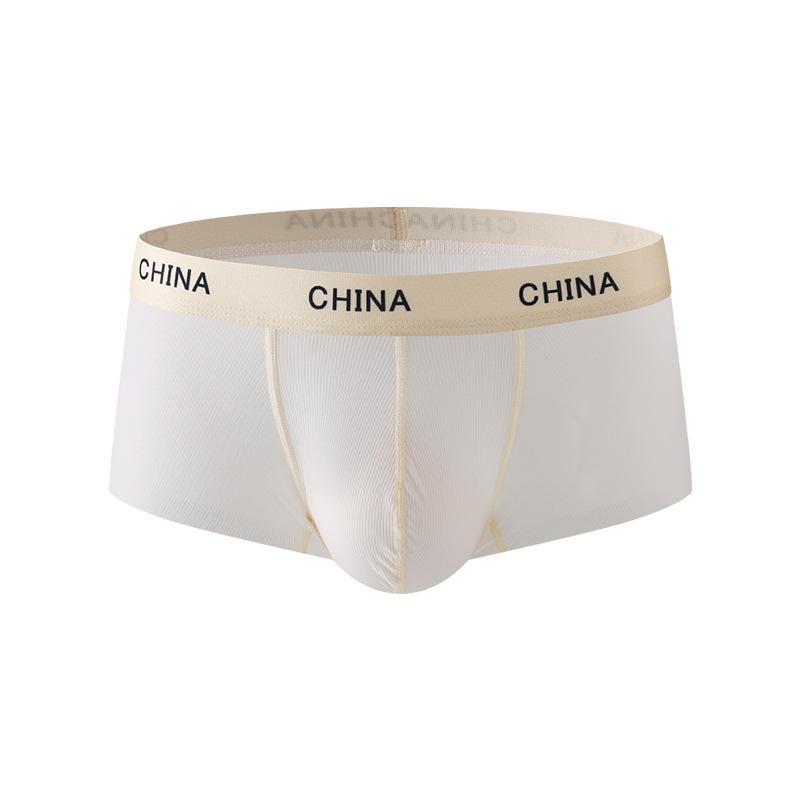 Men s Spring and Summer Ultra-thin Ice Silk Nude Low-waisted Briefs S