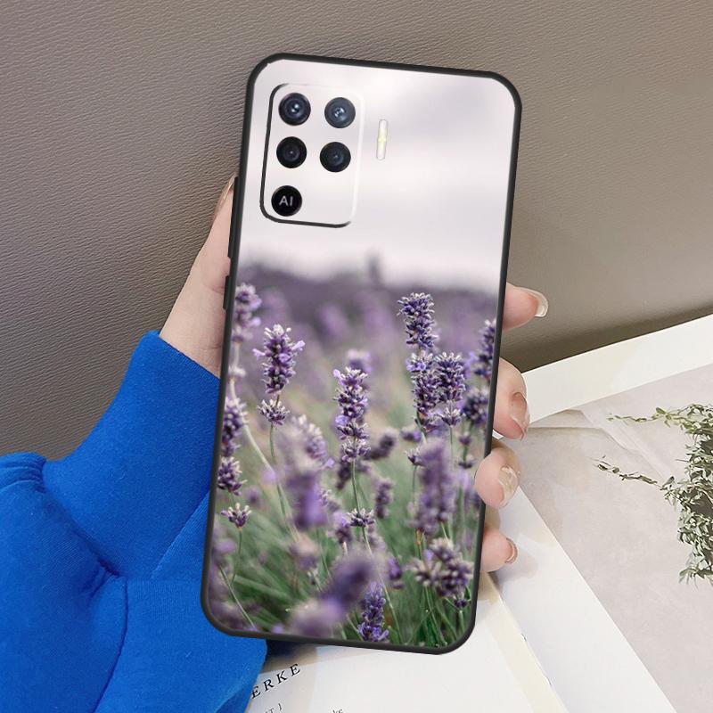 Lavender Purple Flower Case For Oppo A77 A57 A17 A60 A80 A40 A74 A54 A94 A78 A98 A18 A38 A58 A96 A76 A16 A15 A5 Pro