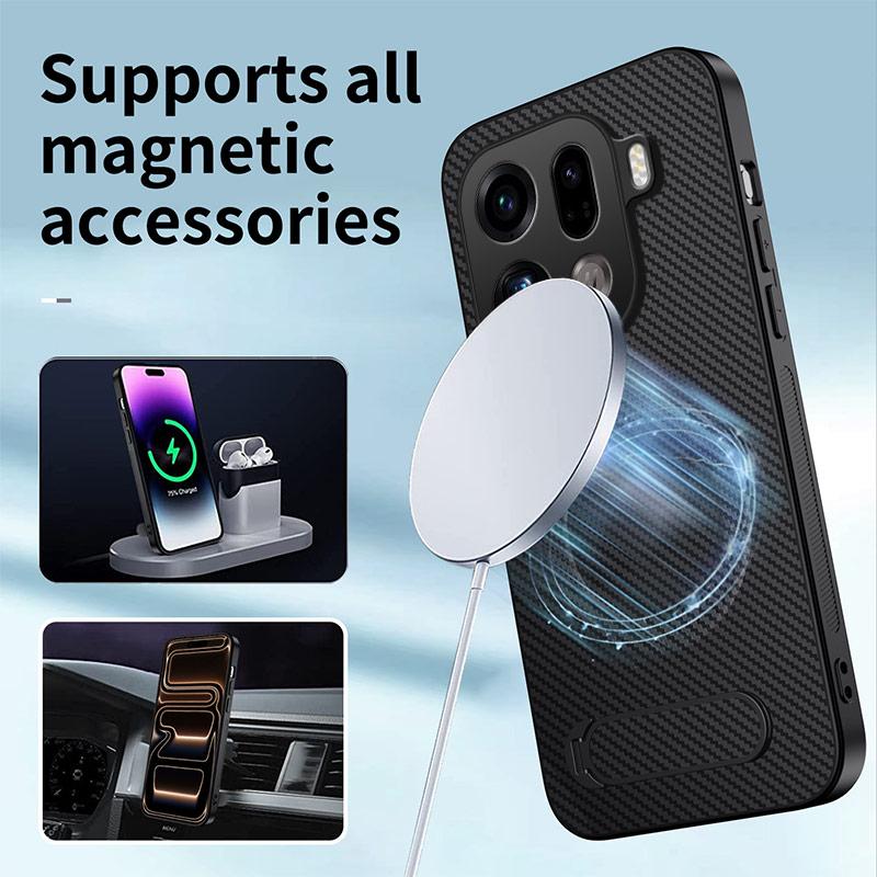 Luxury Carbon Fiber Pattern Skin-friendly Case For OPPO Find X9 Pro X8 Pro Foldable Bracket Magnetic Shockproof Protector Cover