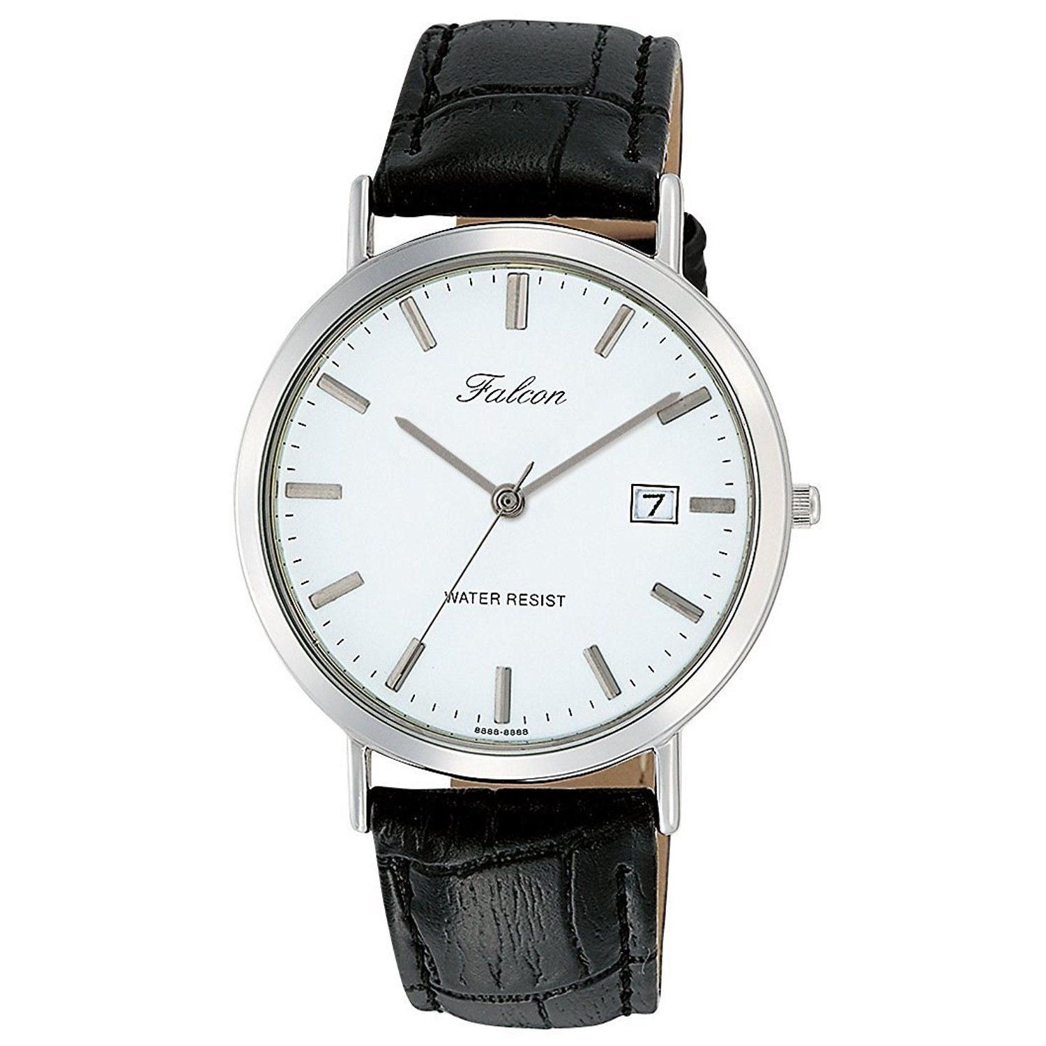 Citizen QQ Watch Analog Waterproof Date Leather Strap D020-301 Mens White