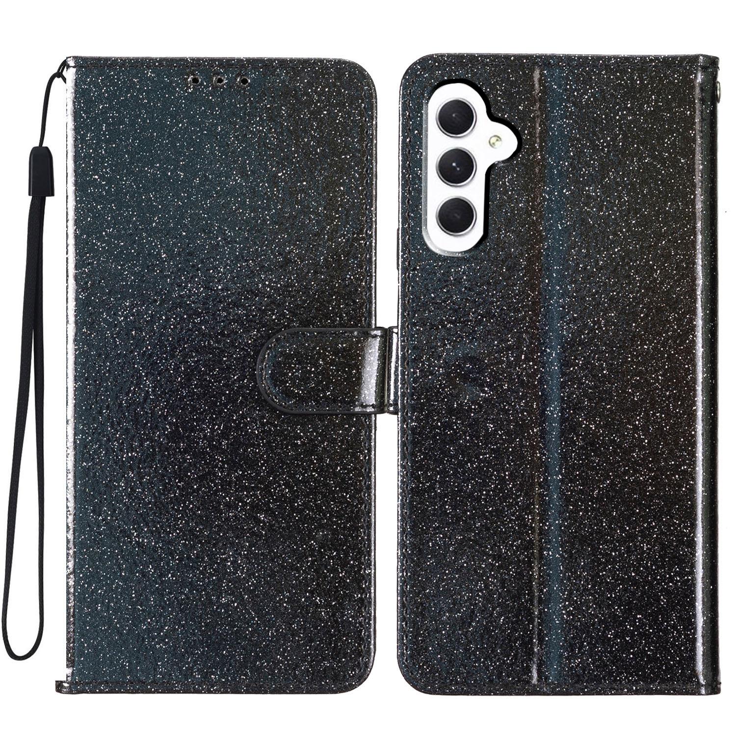 

For Samsung Galaxy A16 5G/A16 4G Wallet Case Glitter Anti-Scratch Leather Phone Cover Stand Black