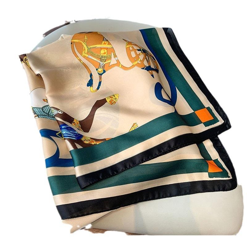 Spring and Summer New Printed Square Scarf for Women Fashion Simple Scarf Clavicle Decorative Scarf Kicker Bag Headband Dual Purpose