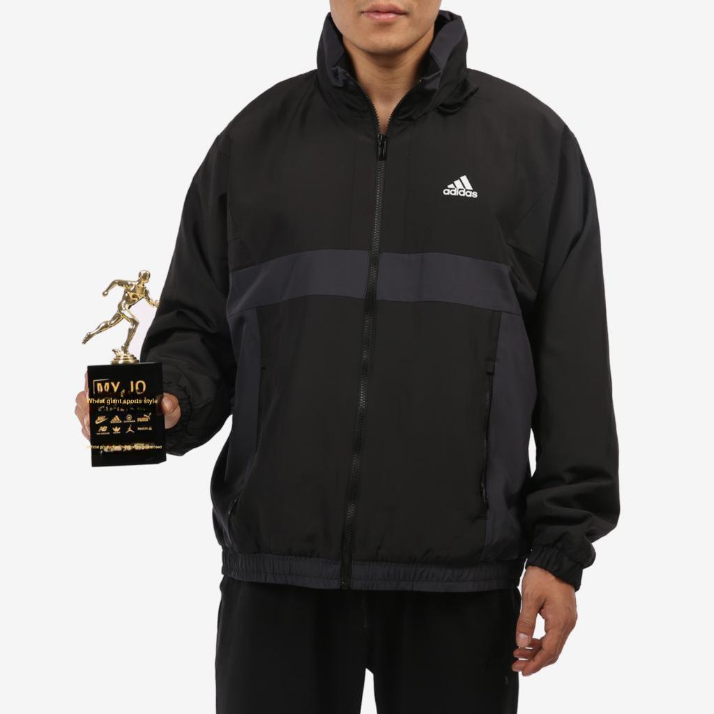 Adidas Sport Warm-Up Jacket With Full Zip Stand Collar And Hood Men Jackets Black H39324