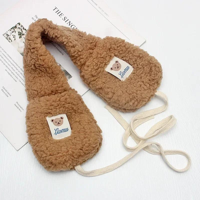 Cute Bear Earmuffs Women Soft Plush Foldable Ear Muffs Winter Outdoor Warm Cold Protection Earflap Windproof Adjustable Earmuff