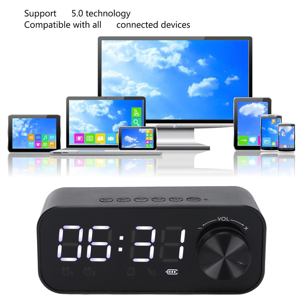 B126 Clock Speaker Multifunctional Portable Alarm Clock Radio with LED