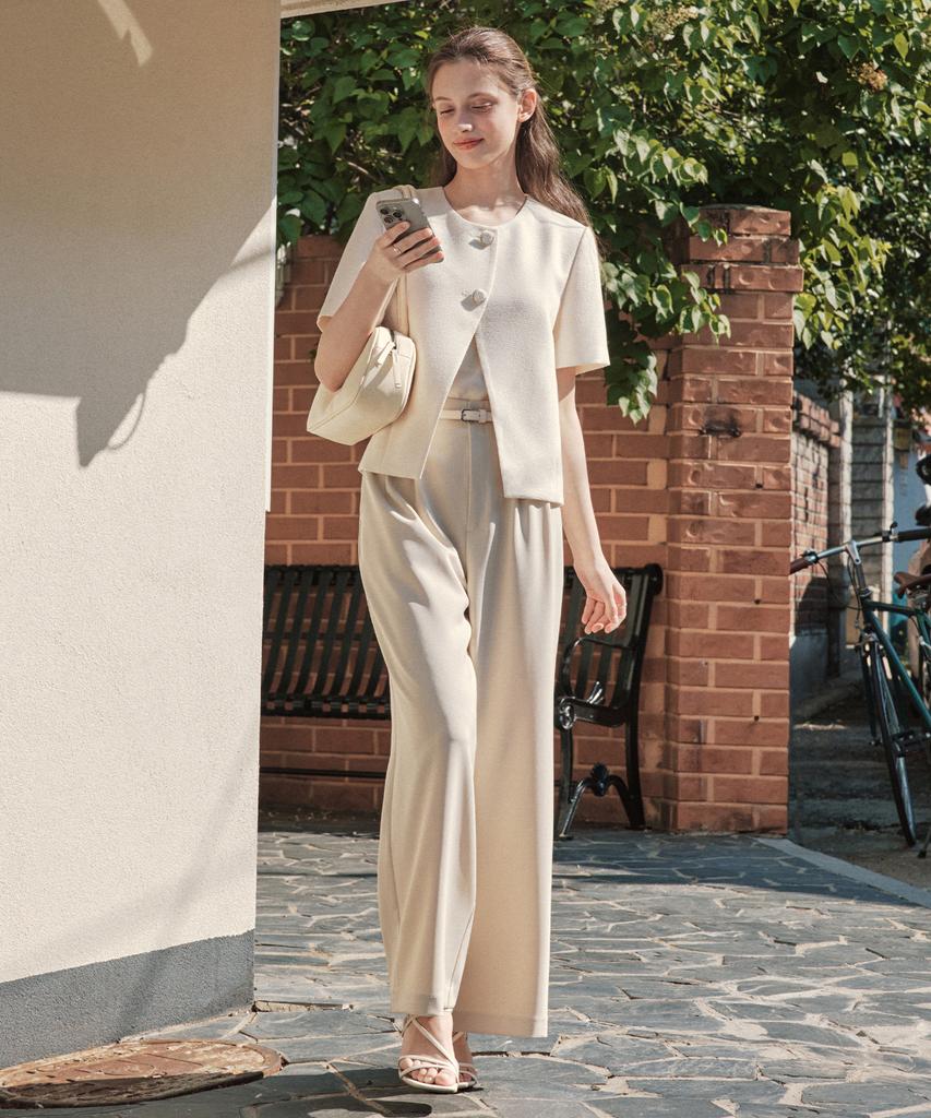 ZEROSTREET [2 Colors] Porcelain Pintuck Slacks