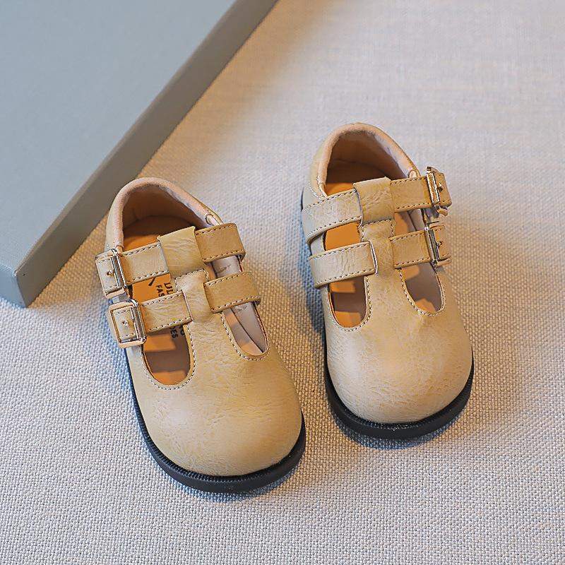 Boys Campus Uniform PU Shoes 2024 Summer Solid Children Wild Double Button Simple Japanese Kids Fashion Casual Shoes Round-toe