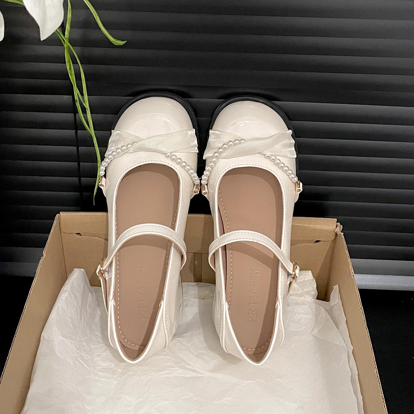 

Белые французские туфли-лодочки с круглым носком, открытым верхом, на толстом высоком каблуке, женские летние 2025 новые, с увеличением высоты подошвы, на мягкой подошве, туфли Мэри Джейн 40