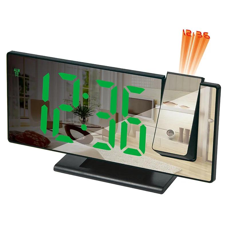 LED Digital Projection Alarm Clock Electronic Alarm Clock with Projection FM Radio Time Projector Bedroom Bedside Mute Clock