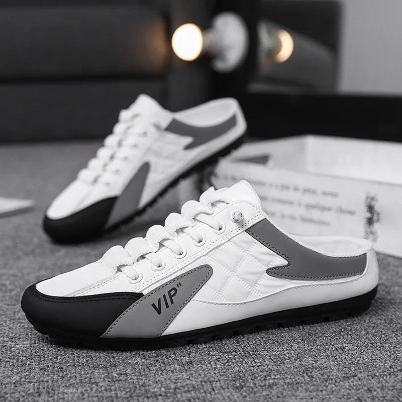 Men's Casual Slippers  Summer Comfortable Anti Slip Mesh Breathable Men's Sports Shoes Lightweight Soft Soled Half Slippers