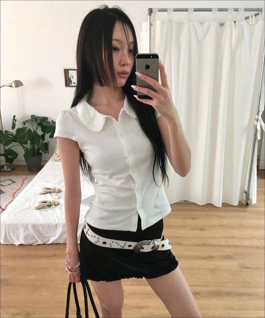 MIXXO Open Collar Short Sleeve T-Shirt_Miwhwg633A