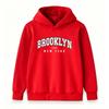 Kids Boys Girls Hoodie Sweatshirt, Retro BROOKLYN New York 1998 Letter Print Pullover Top, Casual Long Sleeve Lightweight Hooded Sweatshirts for
