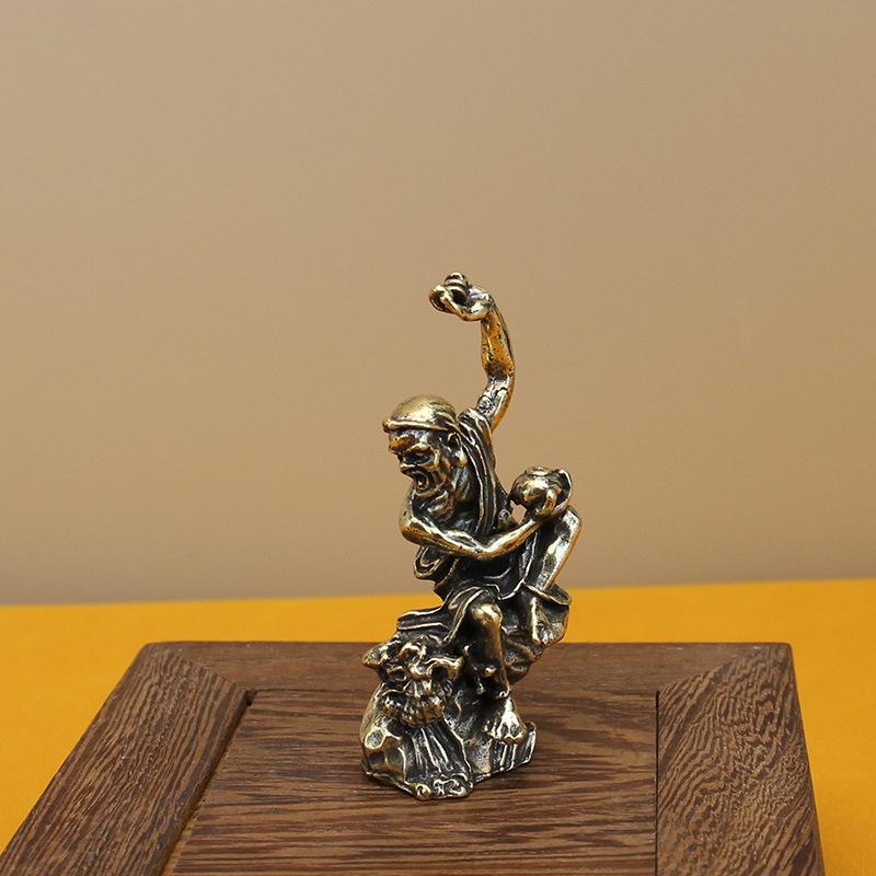 All Brass Eighteen Arhat Ornaments Collection Antique Retro Dragon and Tiger Tabletop Copper Ornaments Solid Mini Copper Man