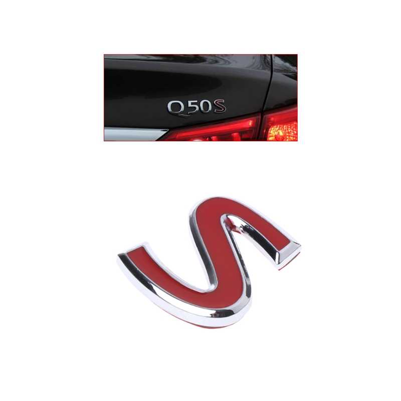 Rotes S-Emblem-Abzeichen, Auto-Styling-Metallaufkleber, Umbau des hinteren Kofferraum-Kotflügelaufklebers für Infiniti Q50, Q50L, Q30, Q70, Umbau IPL