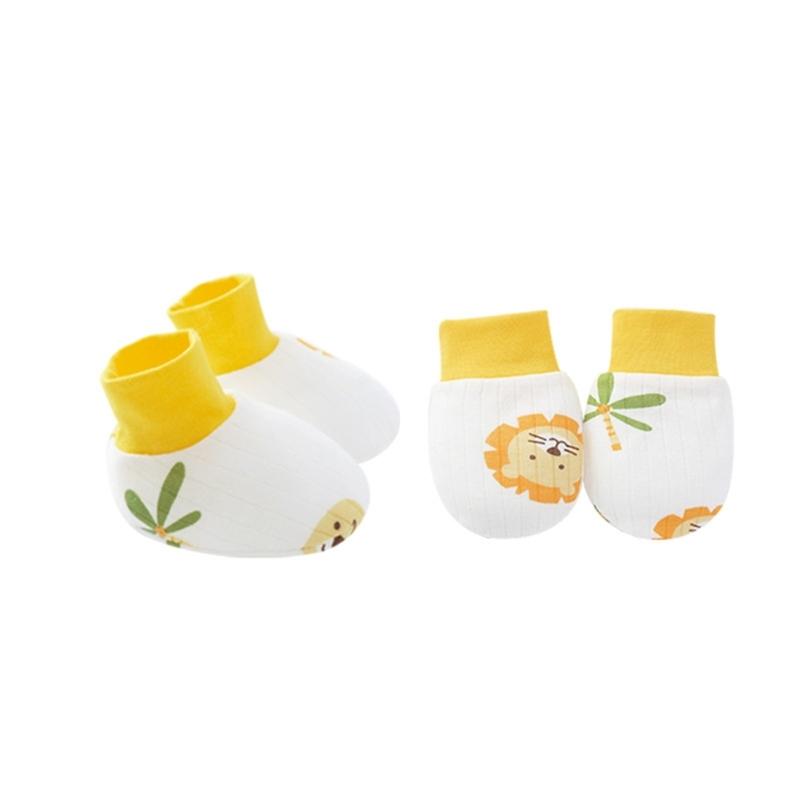No Scratch Mittens Socks Set Toddler Mitts Baby Mittens Cotton Gloves Footwear Baby Breathable Gloves for Boys Girls