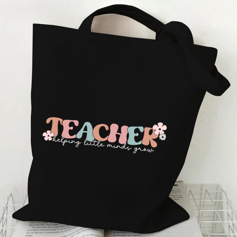 Life Graphics Women Canvas Shoulder Bag Leopard Print Letters Shopping Bag Teacher Best Gift Female Reusable Handbags