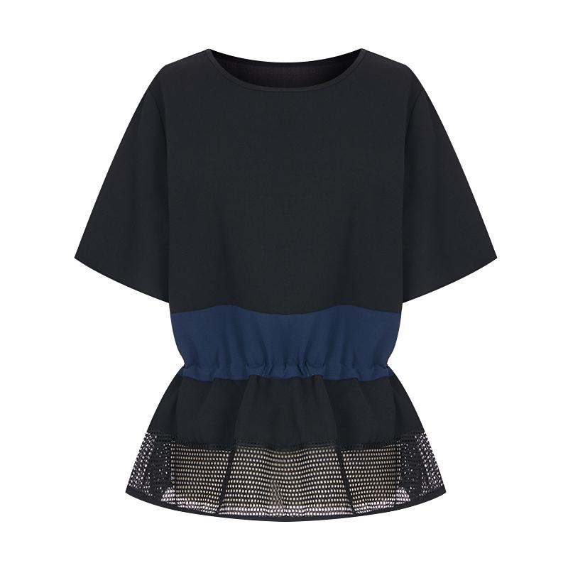 TVIEW Net Contrast String Blouse_V6B-Cbl068