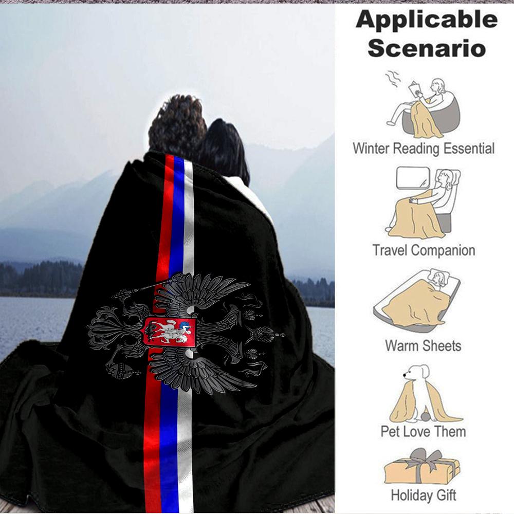 1Pc Russian Imperial Emblem Blanket Soft And Comfortable Casual Warm Camping Travel Christmas Halloween Xmas Gift M928756