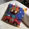 Driving Cat Cushion Cover Soft Decorative Pillow Case Suitable for Bedroom Sofa Car Travel Use