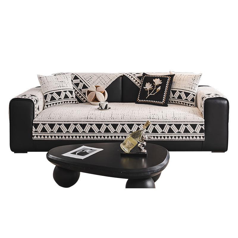 French Cream Wind Sofa Cushion, Universal In All Seasons, Non-Slip, High-End Sense, Straight Row Leather Sofa Seat Cushion Cover, Cloth Towel