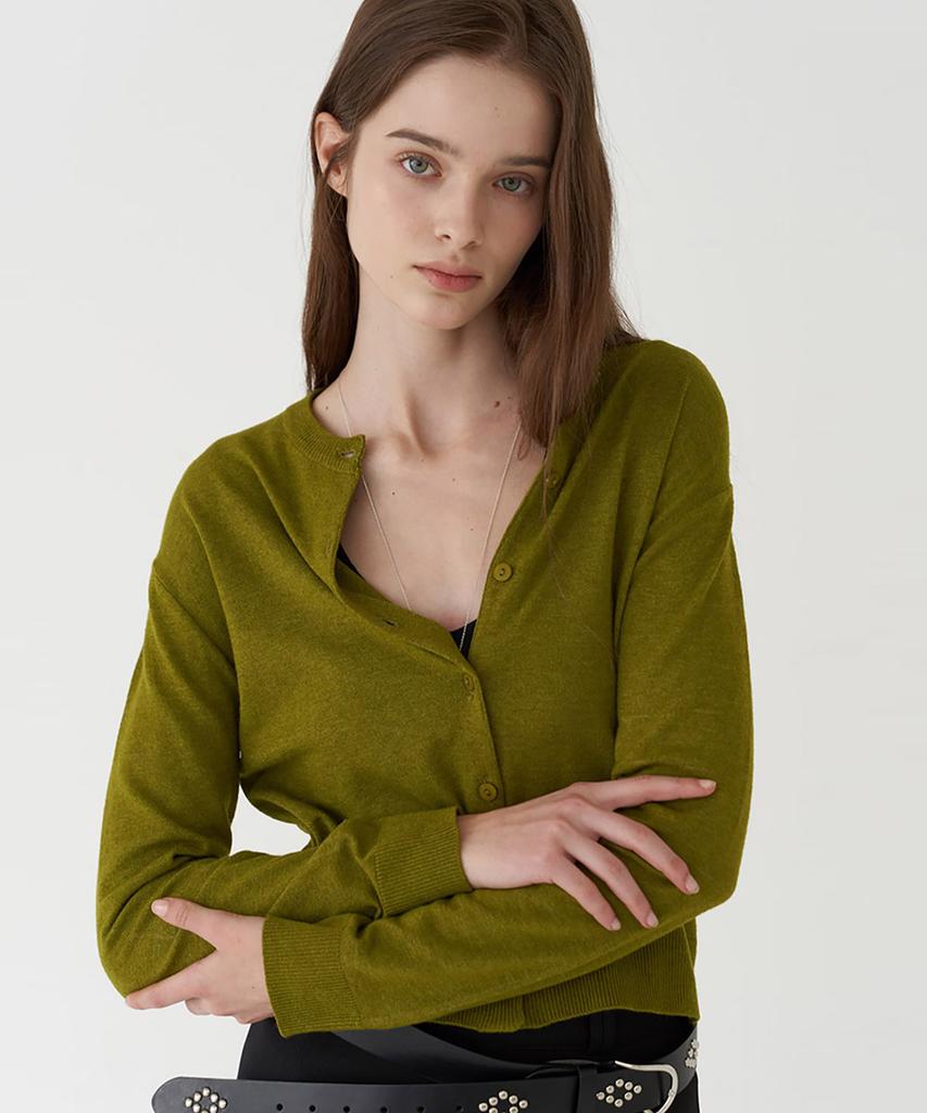 Peulisi Fresh Green Button-Up Cardigan_Green