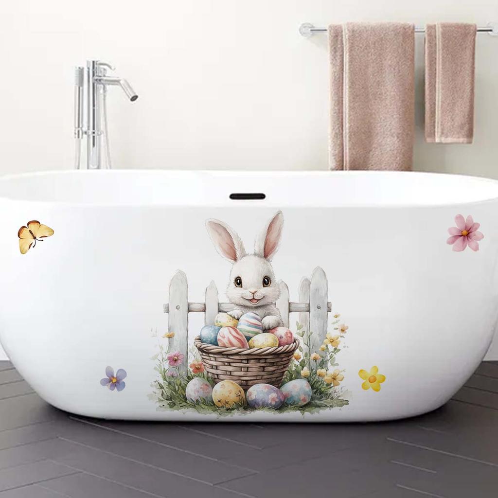 Easter Wall Stickers, Creative Gentleman Bunny Decor, Self-Adhesive Wall Art for Bedroom Living Room Holiday Background Decoration
