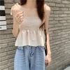 Beautiful Summer Internet Celebrity New Women's Sweet Bubble Pleated Lace-up Suspender Vest Top