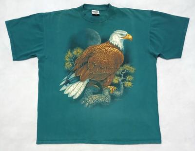 Vintage Eagle T-Shirt Men's XL Green 90's Single Stitched Nature Outdoor READ