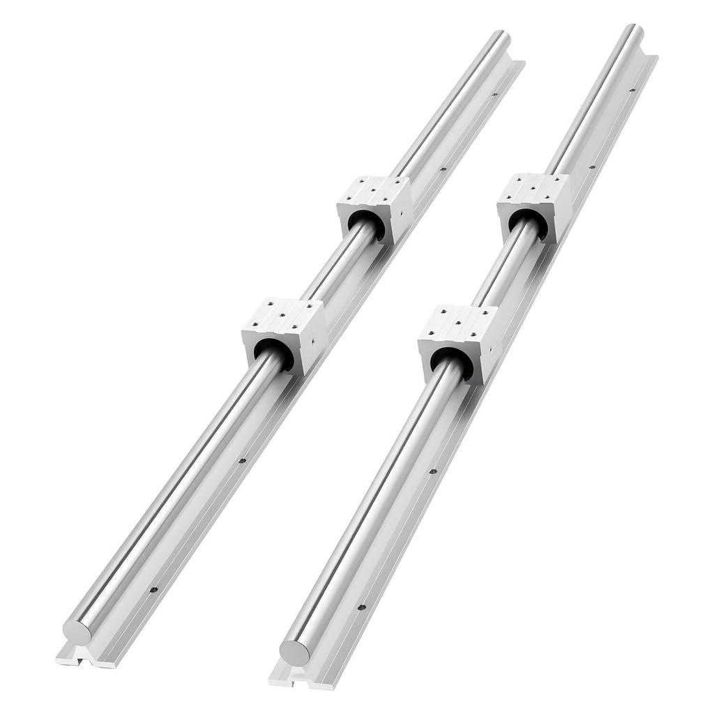 Linear Rail Kit, SBR25, 2Pcs 1200 mm (47.24 inch) Linear Motion Guide Rails and 4Pcs Bearing Slide Blocks, Fully Supported Shaft, for Cutting,