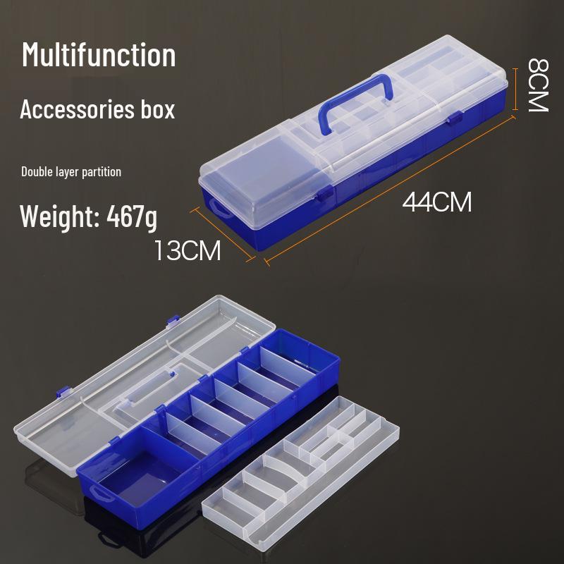 Double-Layer Fishing Tackle Box with Removable Dividers for Hooks and Tools
