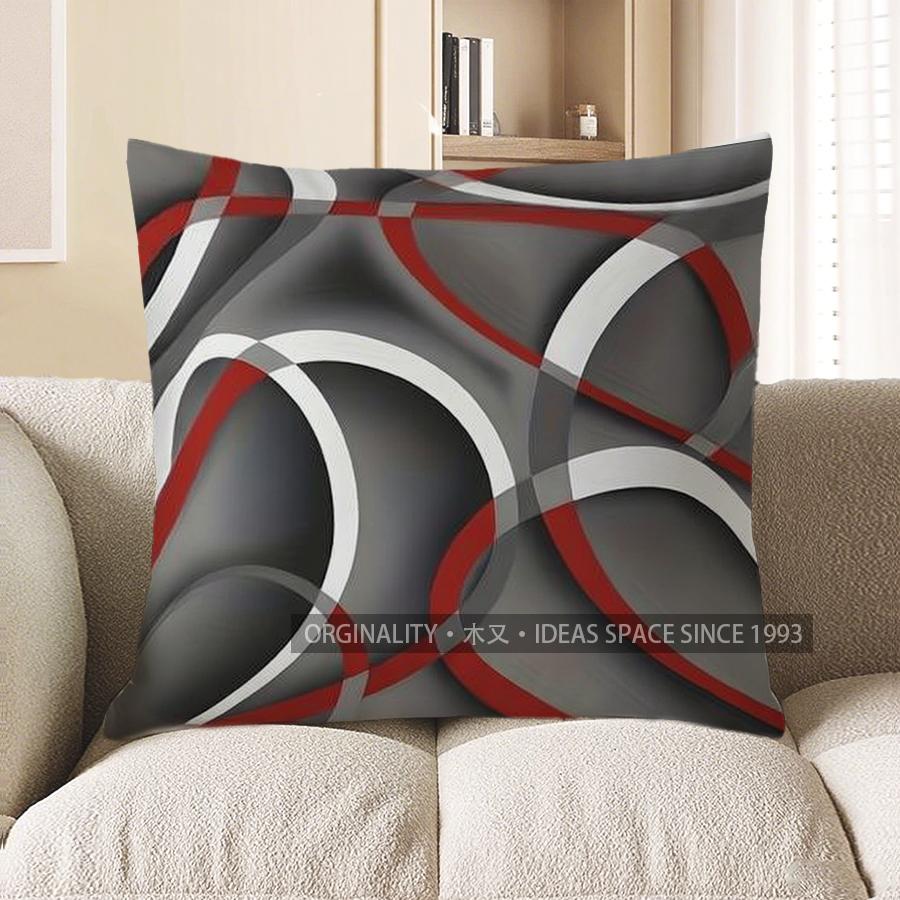 Домашний Декор Современный Геометрический Красный и Серый Чехол на Подушку Чехол на Подушку Подходит для Дивана Спальни Автомобиля Чехол на Подушку 40x40cm