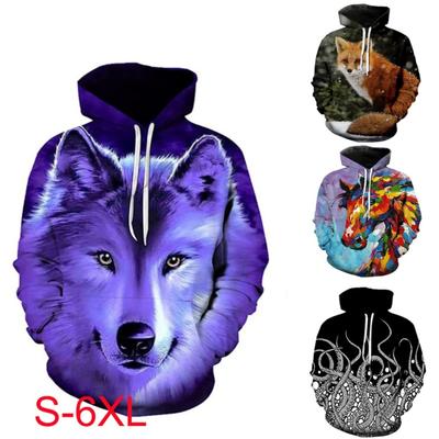Kadın erkek Kazak Giyim 3D Dijital Baskı Çift Hoodie Uzun Kollu Kapşonlu Kazak Gevşek Cep Rahat Kazaklar