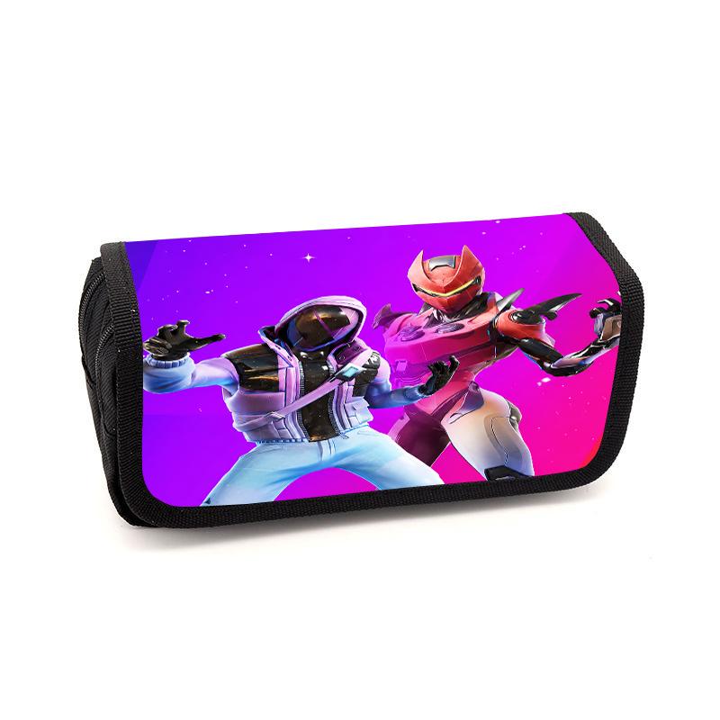 Cute Fortnite Cartoon Flip Pencil Pouch, Unisex Kids Aged 6-14 Portable Printed Stationery Case for School Daily Use