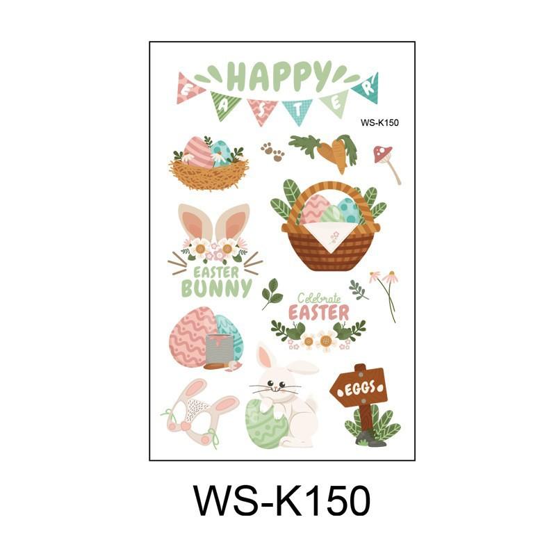 Cross Border Easter Party Egg Tattoo Sticker Waterproof Holiday Children's Cartoon Rabbit
