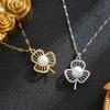 Japanese-Korean Style Four-Leaf Clover Pearl Necklace, Titanium Steel, Women's Luxury Design, High-End Clavicle Chain.