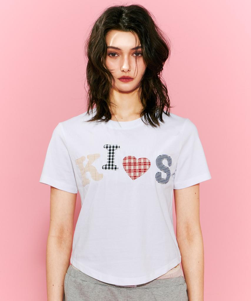 Kimseupeulesikoteunmakes Bumpy Kiss Logo Applique T-Shirt White