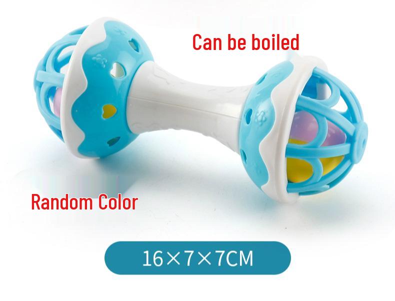 Boilable Soft Rubber Baby Dumbbell Rattle & Teether (0-1 Year Old)