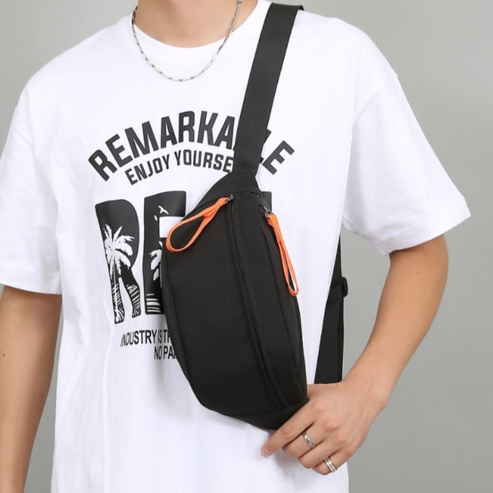 Multi-pocket Nylon Waist Bag Adjustable Shoulder Strap Diagonal Shoulder Bag Men Chest Bag  Male