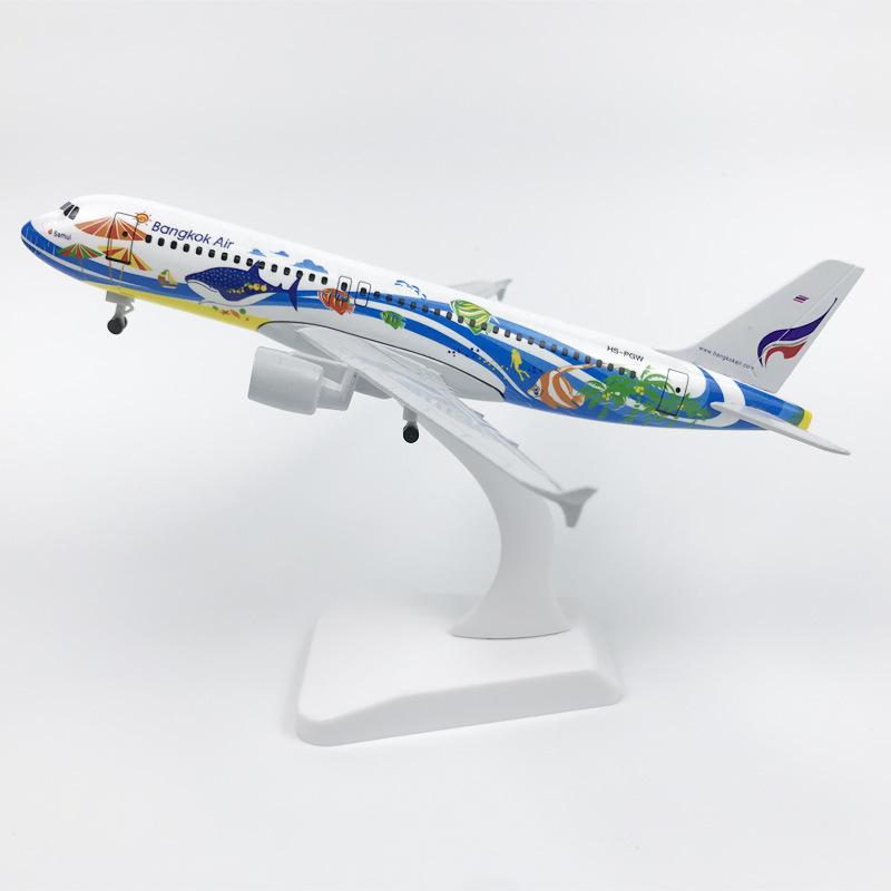 Replica Simulation Metal Aircraft Model 20cm A320 Bangkok Plane Model With Landing Gear Alloy Material Aviation Gift Home Decor