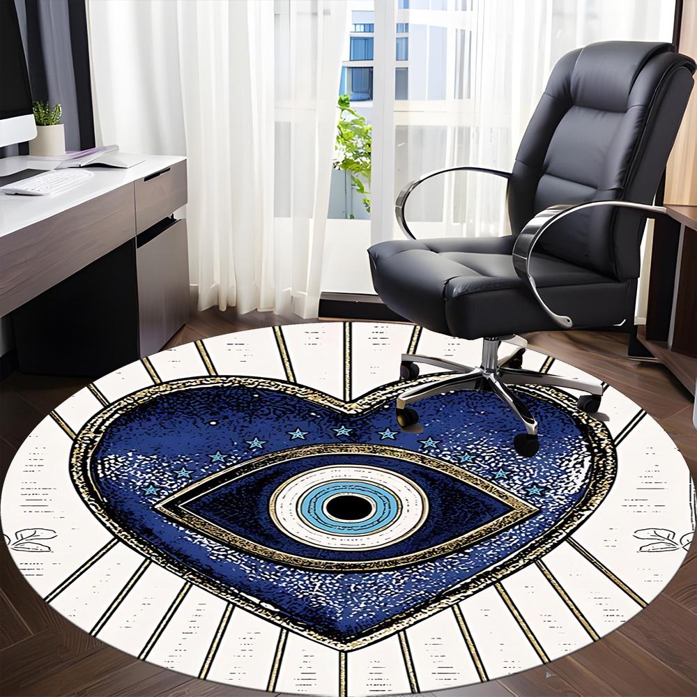1pc Heart Eye Office Round Area Rug,  Mat Suitable For Office, Under Office Chairs Bedroom Living Room Home Decor, Room Deco