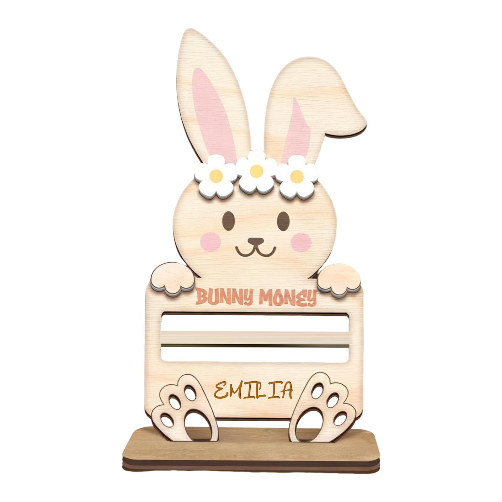 

Personalized Custom-made Wooden Easter Bunny Gift, Easter Bunny Money Bag Ornament One Size