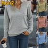 Women's Fashion Casual Solid Color Print Long Sleeve Autumn Winter Hoodie