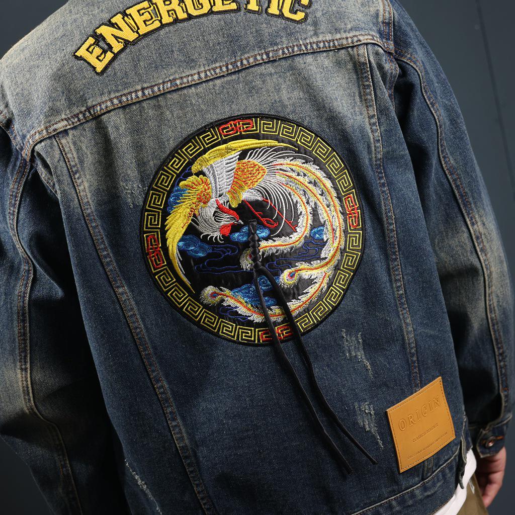 Xintang Mens Retro Heavy Industry Denim Jacket – High Street Turn-Down Collar Shirt Jacket 2025, American Loose Fit Top