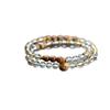 Natural White Crystal & Sandalwood 925 Silver Wealth Bead Double-Strand Bracelet