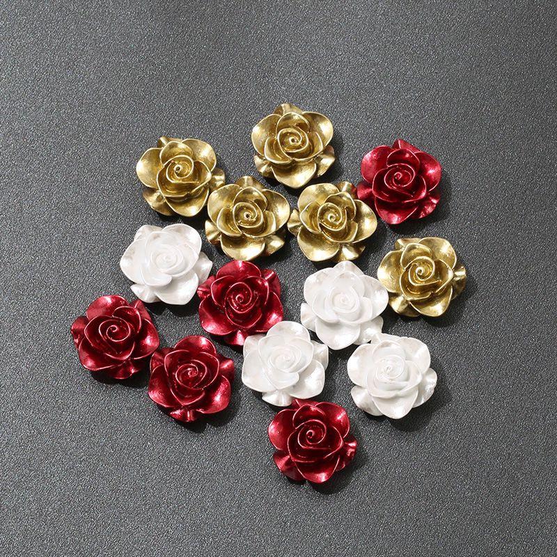 Vintage Colorful Rose Resin Accessories Flat Back Cabochon Flower Crafts for DIY Jewelry Making Accessories