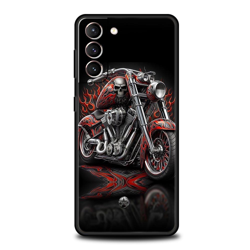 Colors Vintage Motorcycle Painted Phone Case for Samsung Galaxy S26 S25 S24 S23 S22 S20 S21 FE Ultra S25 Edge Plus 5G Soft TPU